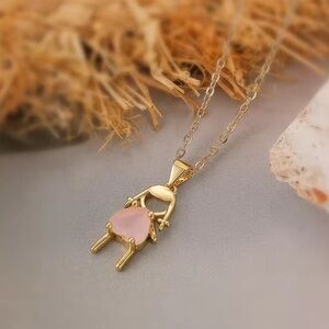 Gold and Pink Pendant Necklace